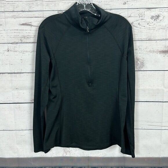 Under Armour Top Womens Medium Black Long Pull Over Long Sleeve Running Stretch - Picture 3 of 9